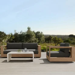 West Elm Telluride Outdoor Sofa (72"–92"), Swivel Chair & Syros Coffee Table (44") Set