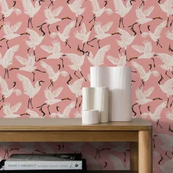 West Elm Tempaper Family of Cranes Peel & Stick Wallpaper