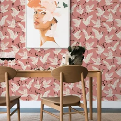 West Elm Tempaper Family of Cranes Peel & Stick Wallpaper