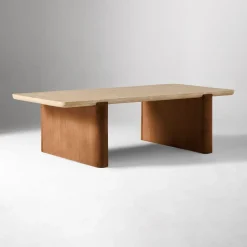West Elm Travertine Solid Wood Coffee Table (48")