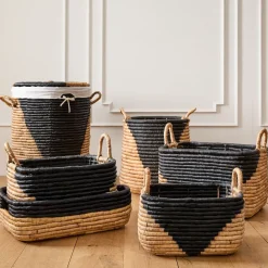 West Elm Two-Tone Woven Seagrass Baskets