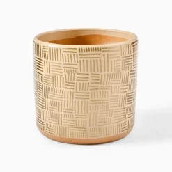 West Elm Ultralight Dreams Khari Hand-Painted Striped Mid-Century Planter