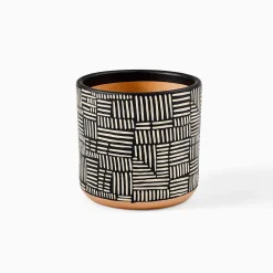 West Elm Ultralight Dreams Nalo Hand-Painted Striped Mid-Century Planter