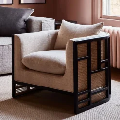 West Elm Upholstered Grid Back Chair