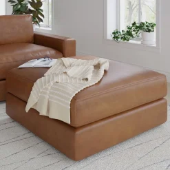 West Elm Urban Leather Ottoman