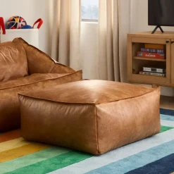 West Elm Vegan Leather Lounger Ottoman