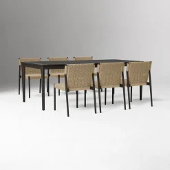 West Elm Ventura Aluminum Outdoor Dining Table (84") & Dining Chairs Set