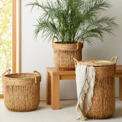 West Elm Vertical Lines Seagrass Baskets