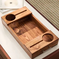 West Elm Walnut Wood Wine Serving Tray