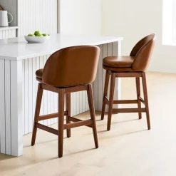 West Elm Wayne Leather Armless Swivel Bar & Counter Stools