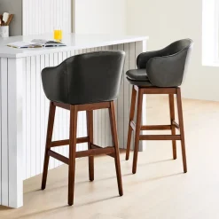 West Elm Wayne Leather Swivel Bar & Counter Stools