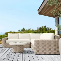 West Elm Westport Wicker Outdoor 3-Piece L-Shaped Sectional (108")