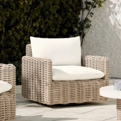 West Elm Westport Wicker Outdoor Slim Profile Swivel Chair