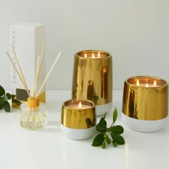 West Elm White & Gold Candle - Smoked Tonka