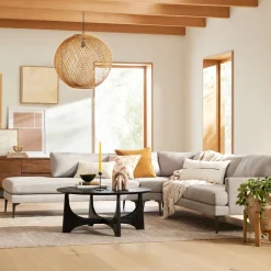 West Elm Wicker Globe Pendant (–)