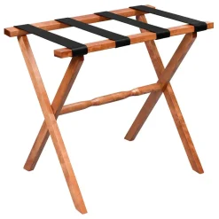West Elm Wood Luggage Rack with Leather Straps