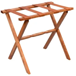 West Elm Wood Luggage Rack with Leather Straps