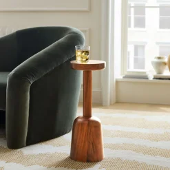 West Elm Wooden Pedestal Drink Table (8")