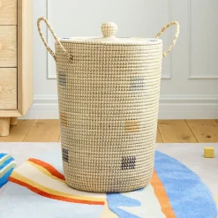 Kids West Elm Woven Cord Lidded Hamper