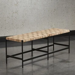 West Elm Woven Leather Bench