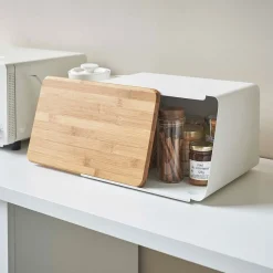 West Elm Yamazaki Bread Box w/ Cutting Board Lid
