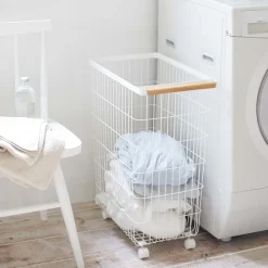 West Elm Yamazaki Tosca Slim Rolling Laundry Basket