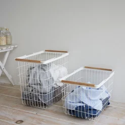 West Elm Yamazaki Wood Handle Baskets