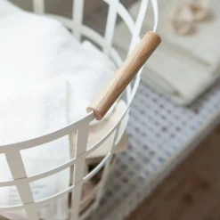 West Elm Yamazaki Wood Handle Metal Baskets