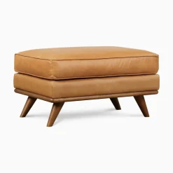 West Elm Zander Leather Ottoman