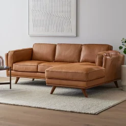 West Elm Zander Leather 2-Piece Chaise Sectional (91.5")